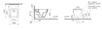 Подвесной унитаз с функцией биде VITRA Integra Square безободковый 7082B003-7209. Фото