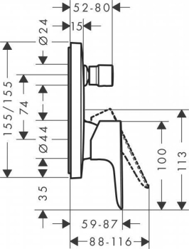 Смеситель для ванны с душем Hansgrohe Talis E 71474700. Фото