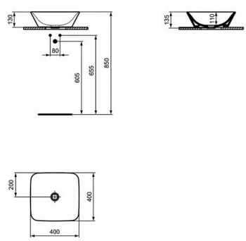 Раковина-чаша IDEAL STANDARD Connect Air 40х40 E034701. Фото