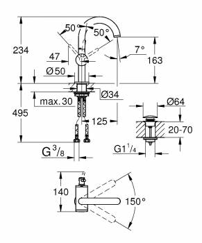 GROHE 32043DC3 Atrio New Смеситель однорычажный для раковины на 1 отверстие, размер M, СуперСталь. Фото