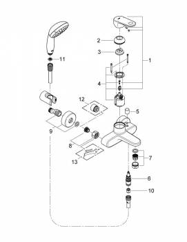 Смеситель для ванны GROHE Europlus II 33547002. Фото