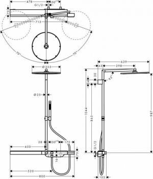 Душевая система с термостатом AXOR ShowerSolutions 27984000. Фото