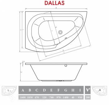 Ванна акриловая ALPEN Dallas 160х105 AVB0012. Фото