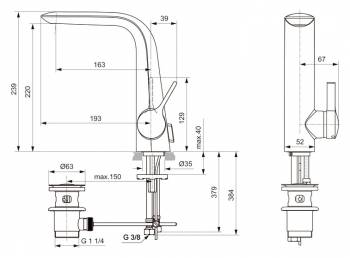 Смеситель для раковины IDEAL STANDARD Melange A6041AA. Фото