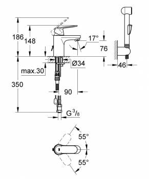 Смеситель для раковины Grohe Eurosmart Cosmopolitan 23125000. Фото