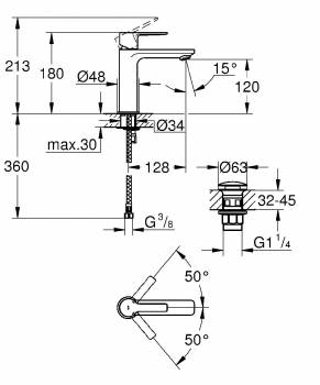 GROHE 23106DC1 Lineare New Смеситель однорычажный для раковины, гладкий корпус. Фото