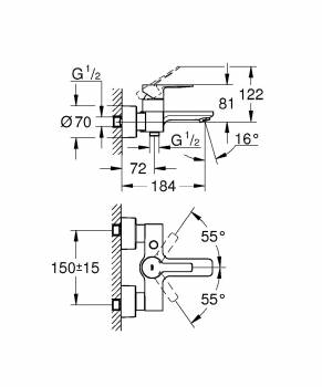 GROHE 33849001 Lineare New Смеситель однорычажный для ванны, внешний монтаж. Фото