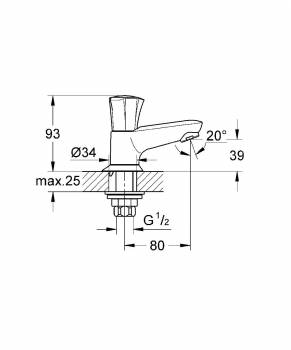 GROHE 20404001 Costa L Вертикальный вентиль, высокий излив. Фото