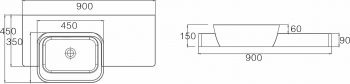 Раковина NS BATH NSS-9045G (глянцевая) 90х45. Фото