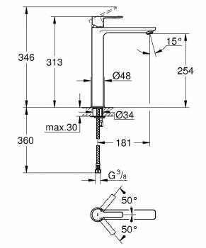 GROHE 23405001 Lineare New Смеситель однорычажный для раковины, свободностоящий. Фото