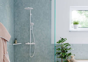 Угловая корзинка AddStoris Hansgrohe 41741700, матовый белый для ванной комнаты. Фото