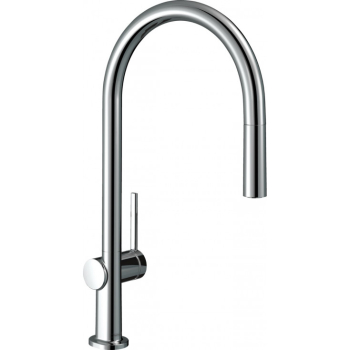 Кухонный смеситель однорычажный, 210, с вытяжным изливом, 1jet, sBox Hansgrohe 72803000, хром. Фото