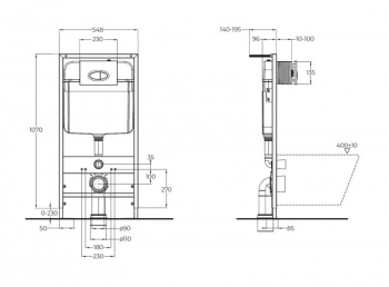 Инсталляция для подвесного унитаза BelBagno BB026/BB071CR клавиша хром глянцевый. Фото