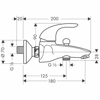Смеситель для ванны HANSGROHE Focus E 31740000. Фото