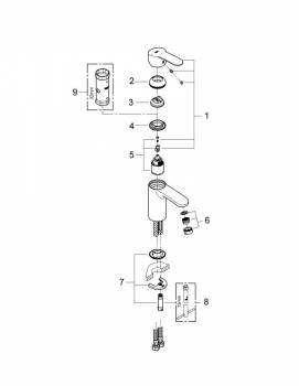 GROHE 2337320E Eurostyle Cosmopolitan Смеситель для раковины, гладкий корпус, с энергосберегающим картриджем - подача холодной воды при центральном положении рычага. Фото