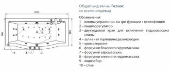 Ванна АКВАТЕК Гелиос 180х90 с гидромассажем. Фото