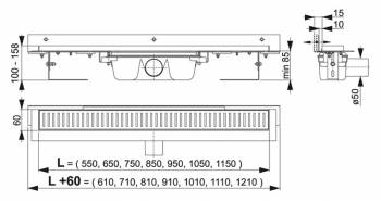 Водоотводящий желоб ALCAPLAST Flexible APZ4-750. Фото