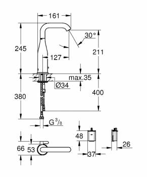 GROHE 36445000 Essence E Инфракрасная электроника для раковины со смешиванием, 6V литиевая батарейка. Фото