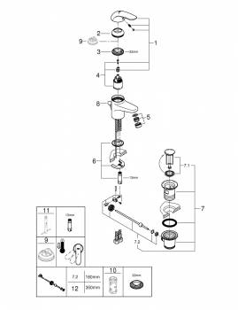 GROHE 23262000 Euroeco Смеситель для раковины со сливным гарнитуром. Фото