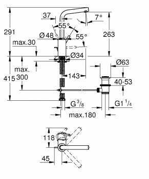 Смеситель однорычажный для раковины GROHE 23739002 Concetto с высоким изливом, хром. Фото