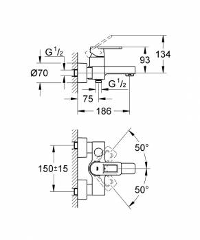 Смеситель для ванны GROHE Quadra 32638KS0. Фото