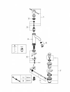 GROHE 23589001 Essence New Смеситель для раковины S-Size II, сливной гарнитур. Фото