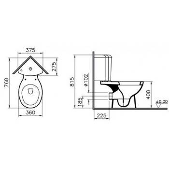 Унитаз-компакт угловой Vitra Arkitekt 9754B003-7200. Фото