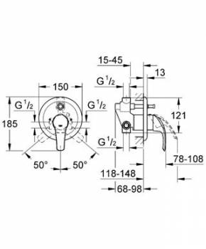 Смеситель для душа GROHE Eurosmart 33305001 (внешняя часть). Фото