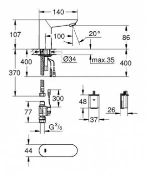 Смеситель для раковины GROHE Euroeco Cosmopolitan E 36271000. Фото