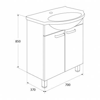 Тумба под раковину напольная IDDIS Harizma HAR70W2i95. Фото