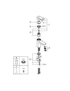 Смеситель для раковины GROHE Europlus II 33163002. Фото