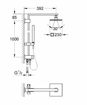 GROHE 27696001 EPH Cube XXL 230 Душ.сист.с перекл.. Фото
