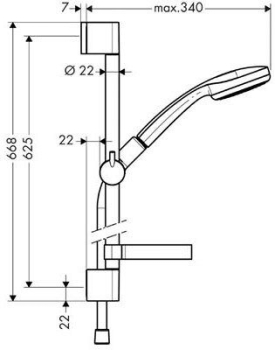 Душевой гарнитур Hansgrohe Croma 100 1jet/Unica 65cm 27717000. Фото