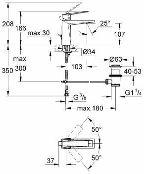 GROHE 23029GL0 Allure Brilliant Смеситель для раковины, сливной гарнитур. Фото