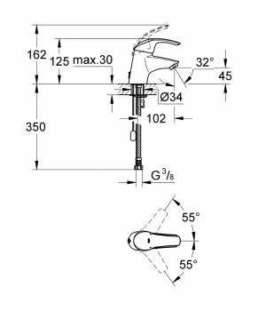 GROHE 3318810E Eurosmart Смес.д.раковины с цеп,5,8л/мин. Фото