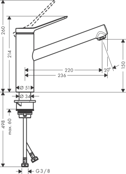 74802000 HANSGROHE  Zesis M33 150 смеситель для кухни 1jet. Фото