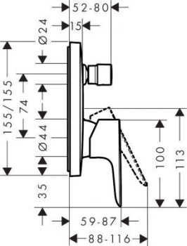 Смеситель для ванны с душем Hansgrohe Talis E 71745990. Фото