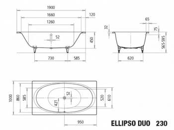 Ванна стальная KALDEWEI Ellipso Duo 190х100 286000010001. Фото