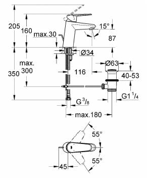GROHE 33190DA2 Eurodisc Cosmo Смес.д.раковины,слив.гарн. Фото