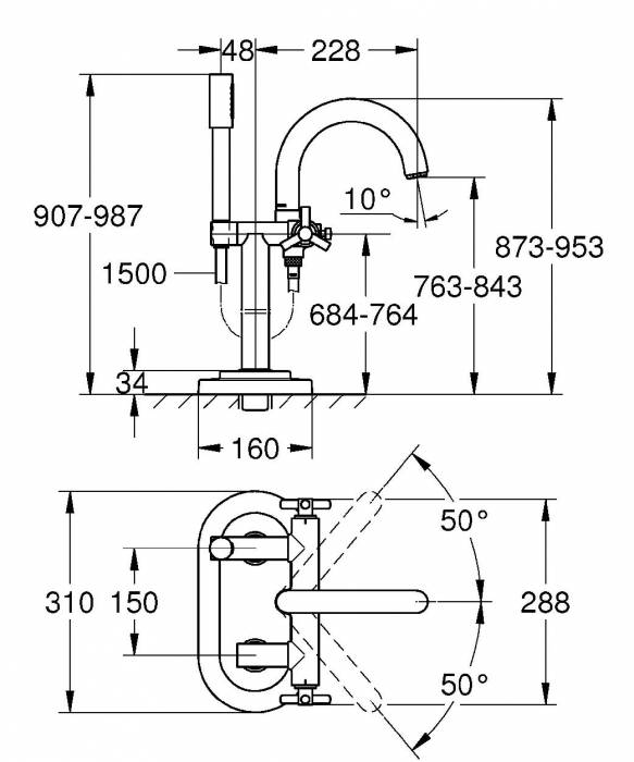 Смеситель для ванны GROHE Atrio Ypsilon 25044000. Фото