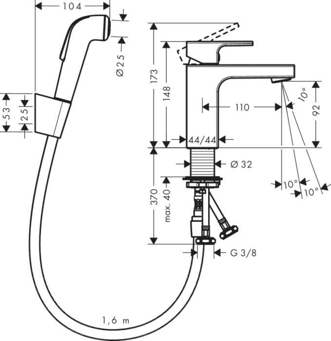 Набор для биде Hansgrohe Vernis Shape 71216000 хром. Фото