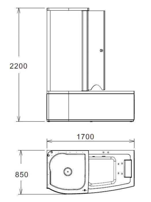 Акриловая ванна GEMY G8040 B. Фото