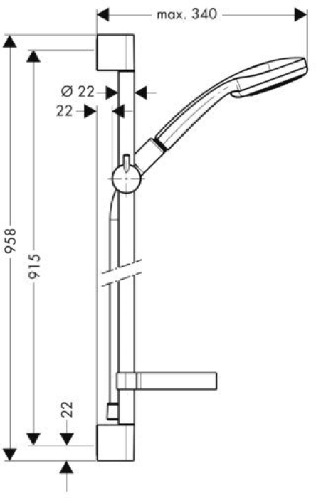 Душевой гарнитур Hansgrohe Croma 100 Vario/Unica 90cm 27771000. Фото