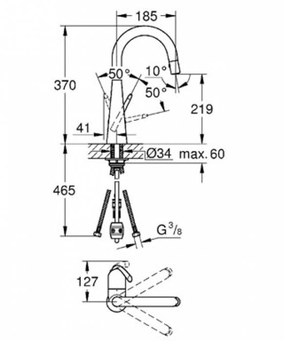 Смеситель для мойки GROHE Zedra 32296SD0. Фото