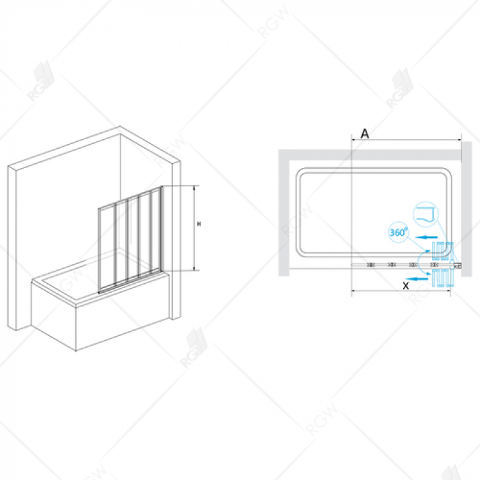 Шторка на ванну RGW SCREENS SC-22 03112212-11 120 см. Фото