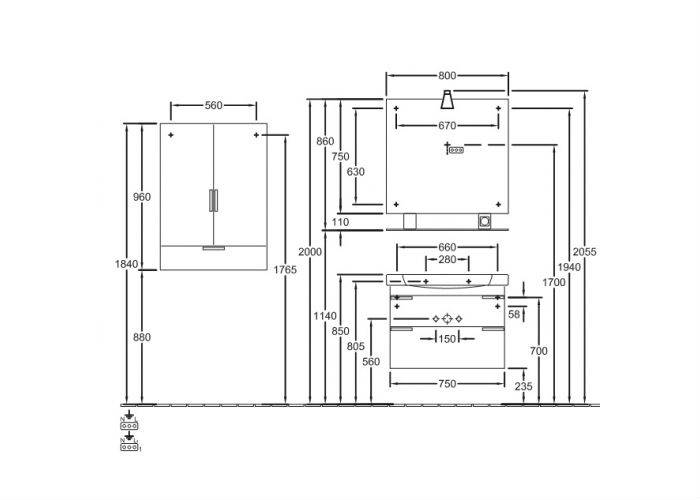 Тумба под раковину Villeroy&Boch SENTIQUE A854 00PN. Фото