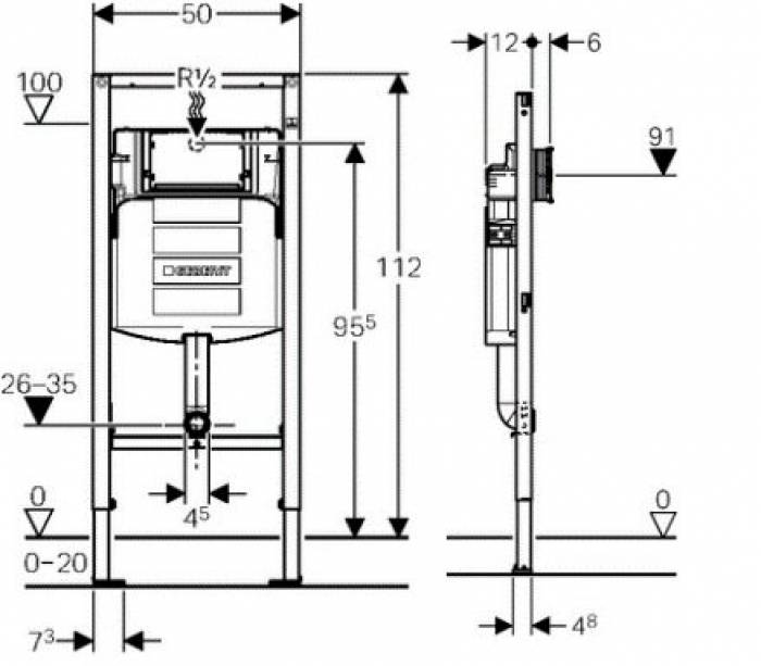 Инсталляция для напольного унитаза GEBERIT Duofix Sigma 111.915.00.1. Фото