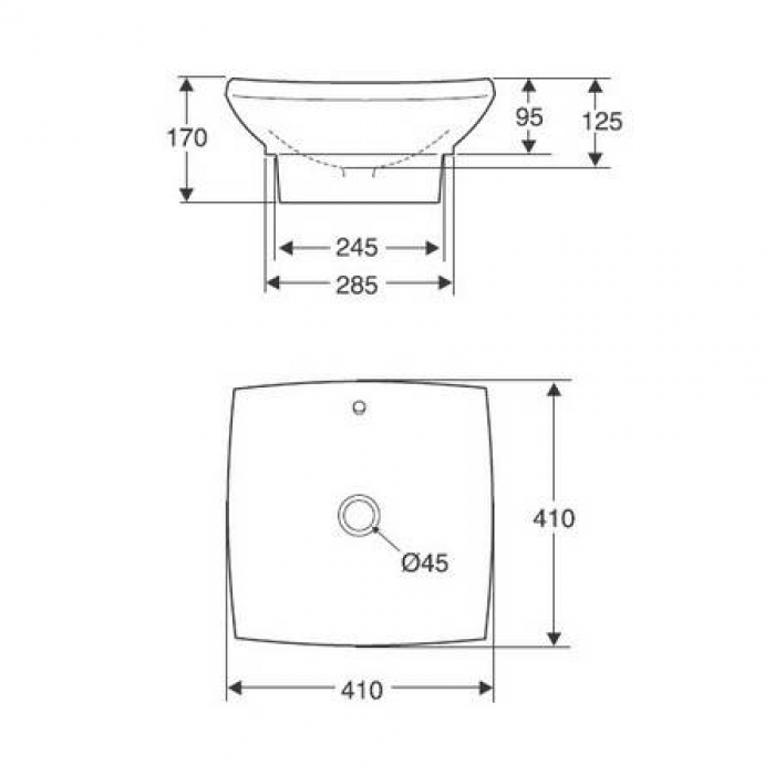 Раковина накладная JACOB DELAFON Escale 41х41 E1325-00. Фото
