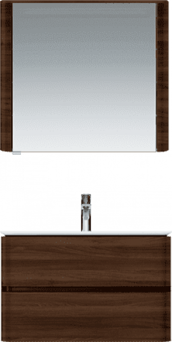 Зеркальный шкаф с подсветкой 80 см, правый, орех AM.PM Sensation M30MCR0801NF. Фото