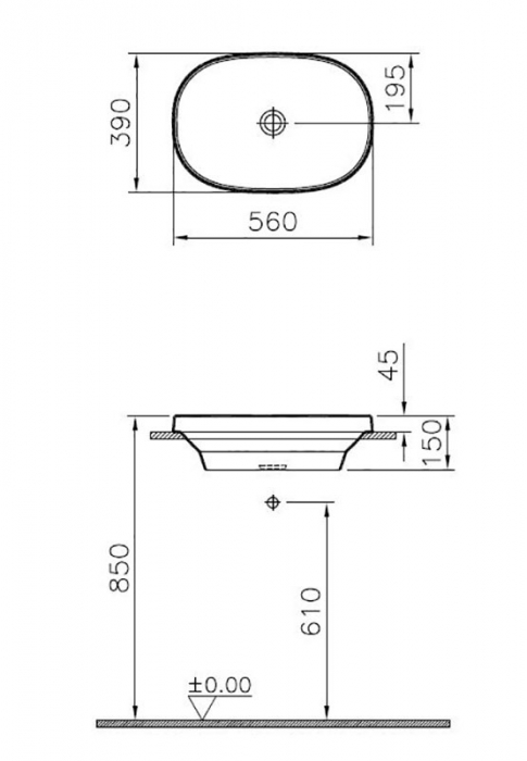 Раковина встраиваемая Vitra Frame 56х39 5652B403-0016. Фото